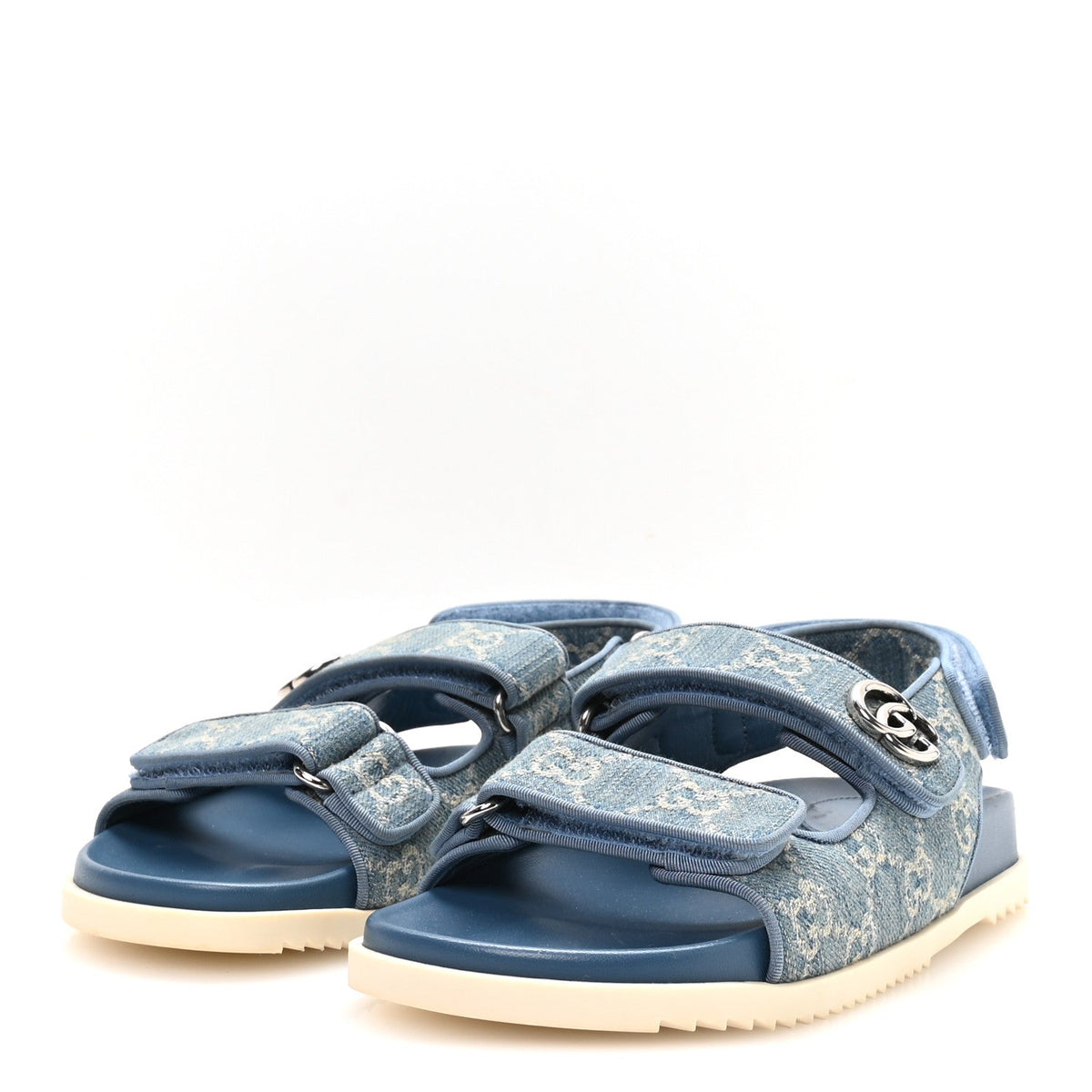 New Denim Delave GG Monogram Womens Dad Sandals 36 Light Blue Avion