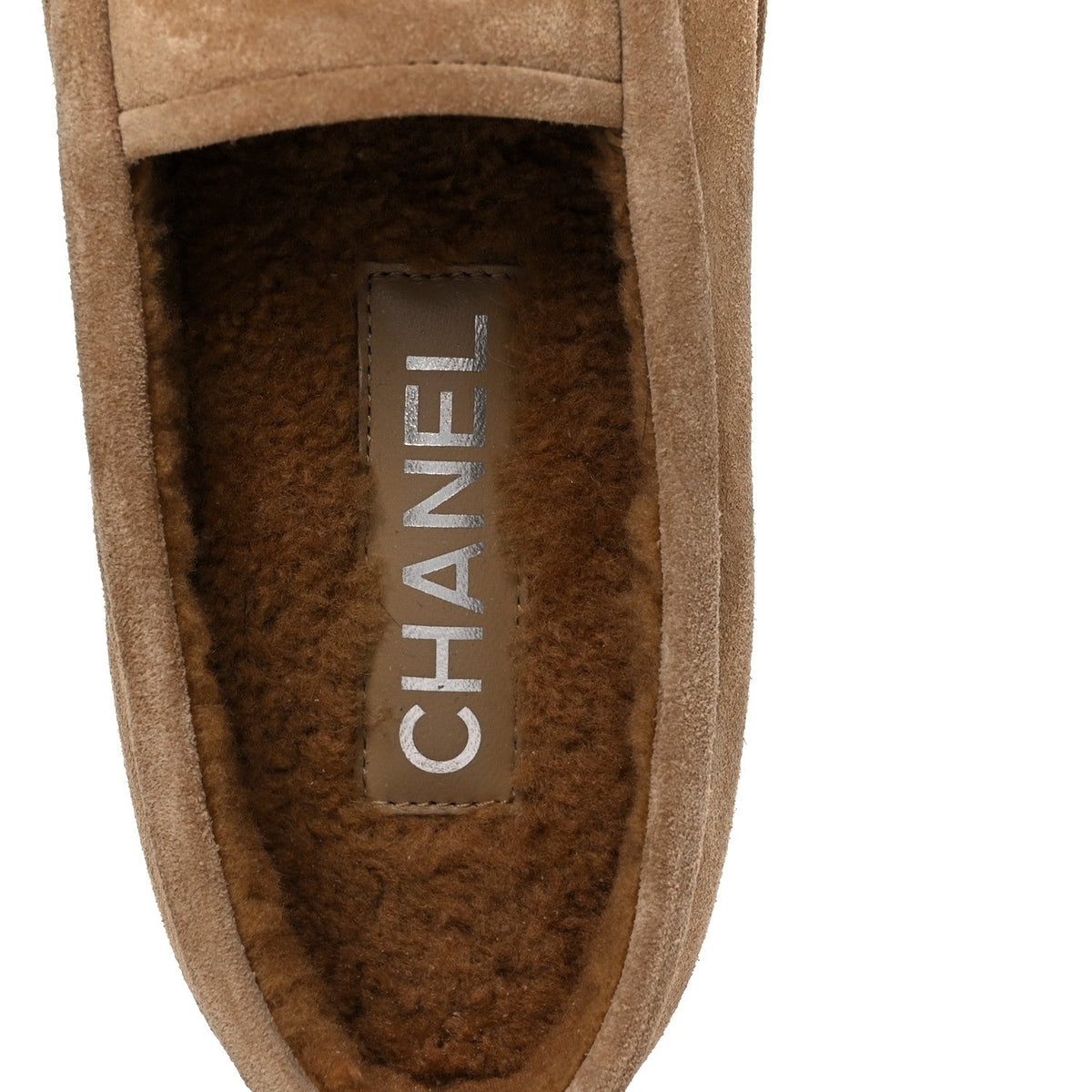 Suede Calfskin CC Loafers 36 Dark Beige