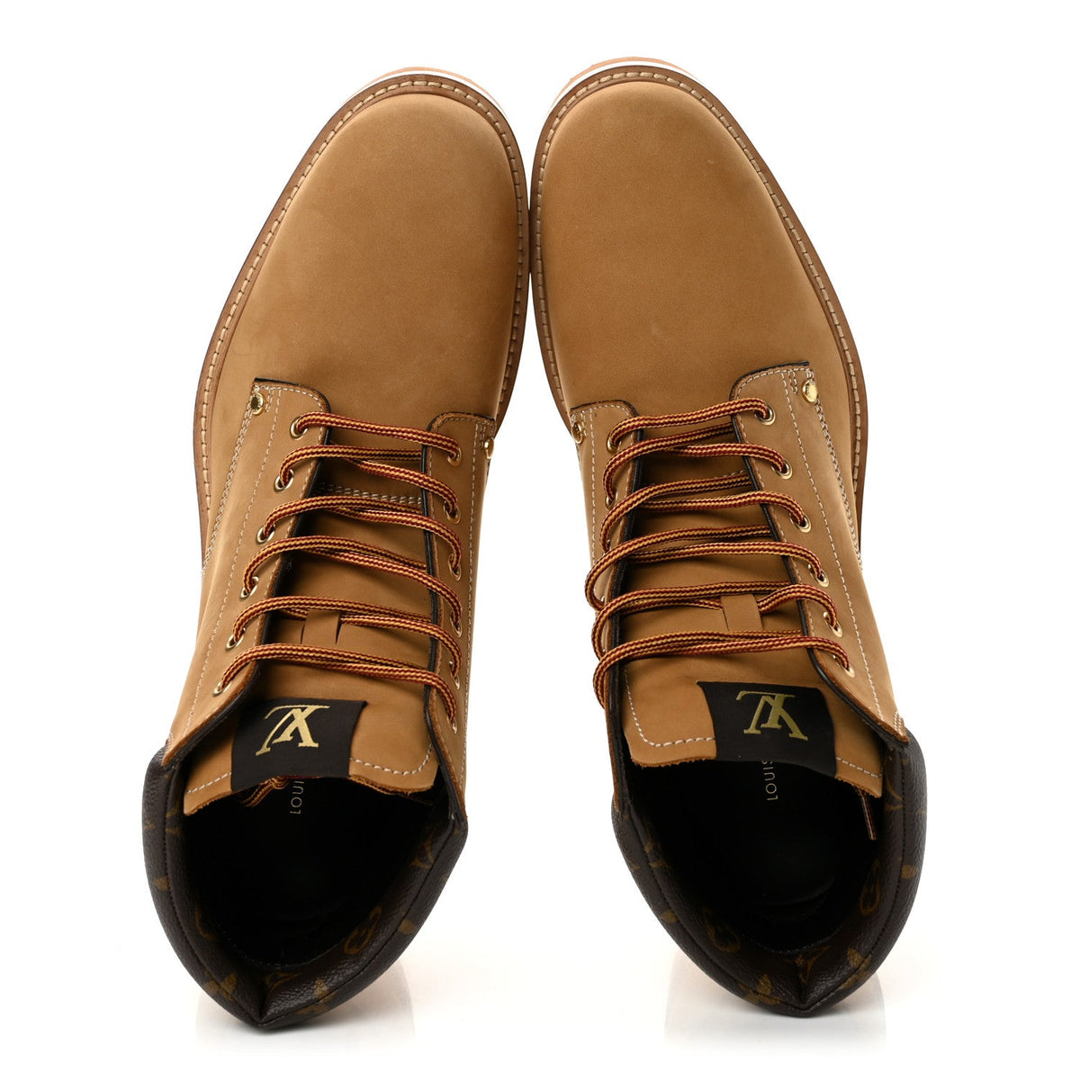 Nubuck Calfskin Monogram Mens Oberkampf Ankle Boots Beige