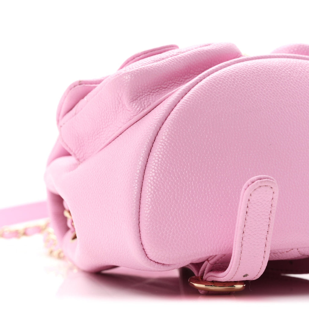 Shiny Caviar Quilted Small Duma Pockets Drawstring Backpack Lilac