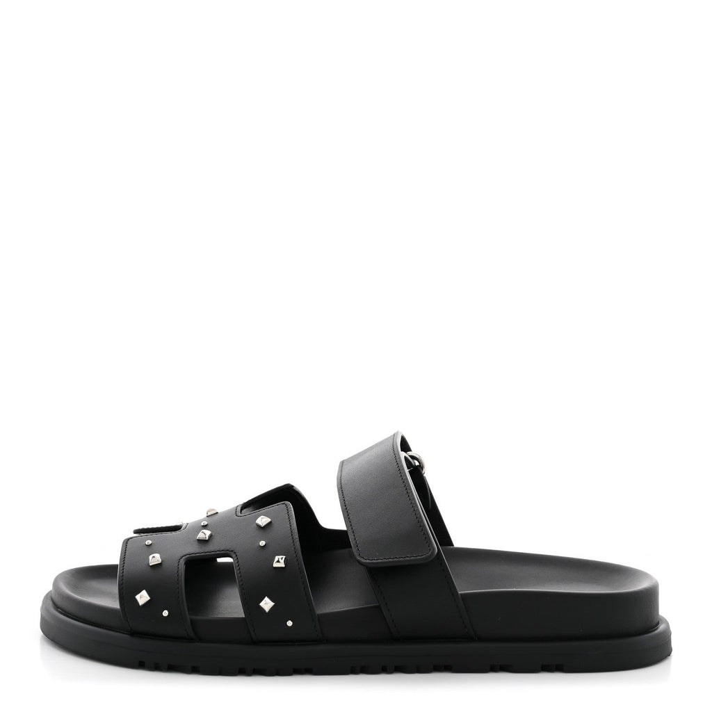 Calfskin Medor Studded Womens Chypre Sandals 37.5 Black