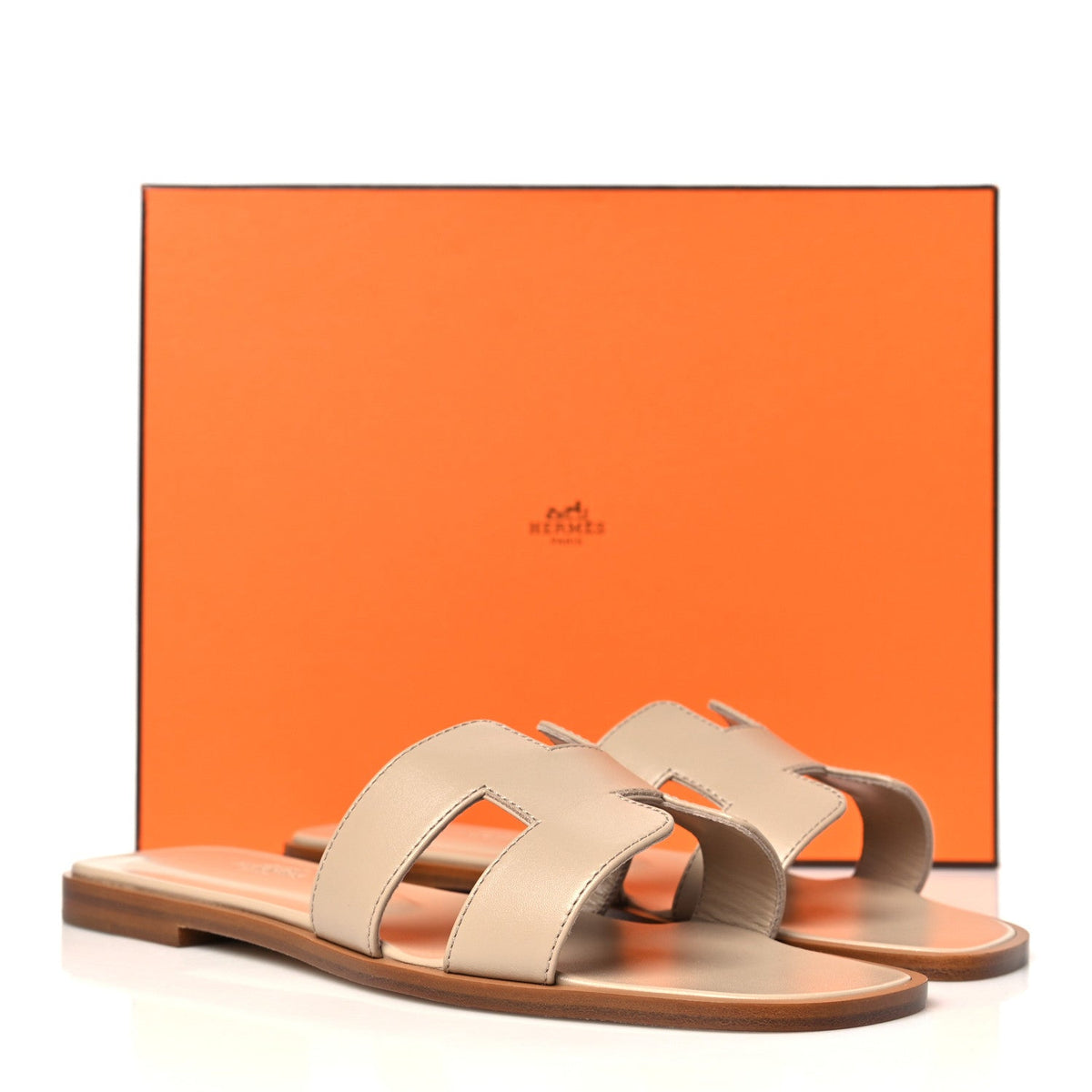 Box Calfskin Oran Sandals 37.5 Beige Nude