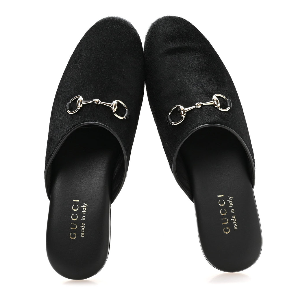 Fur Horsebit Womens Mules 37.5 Black
