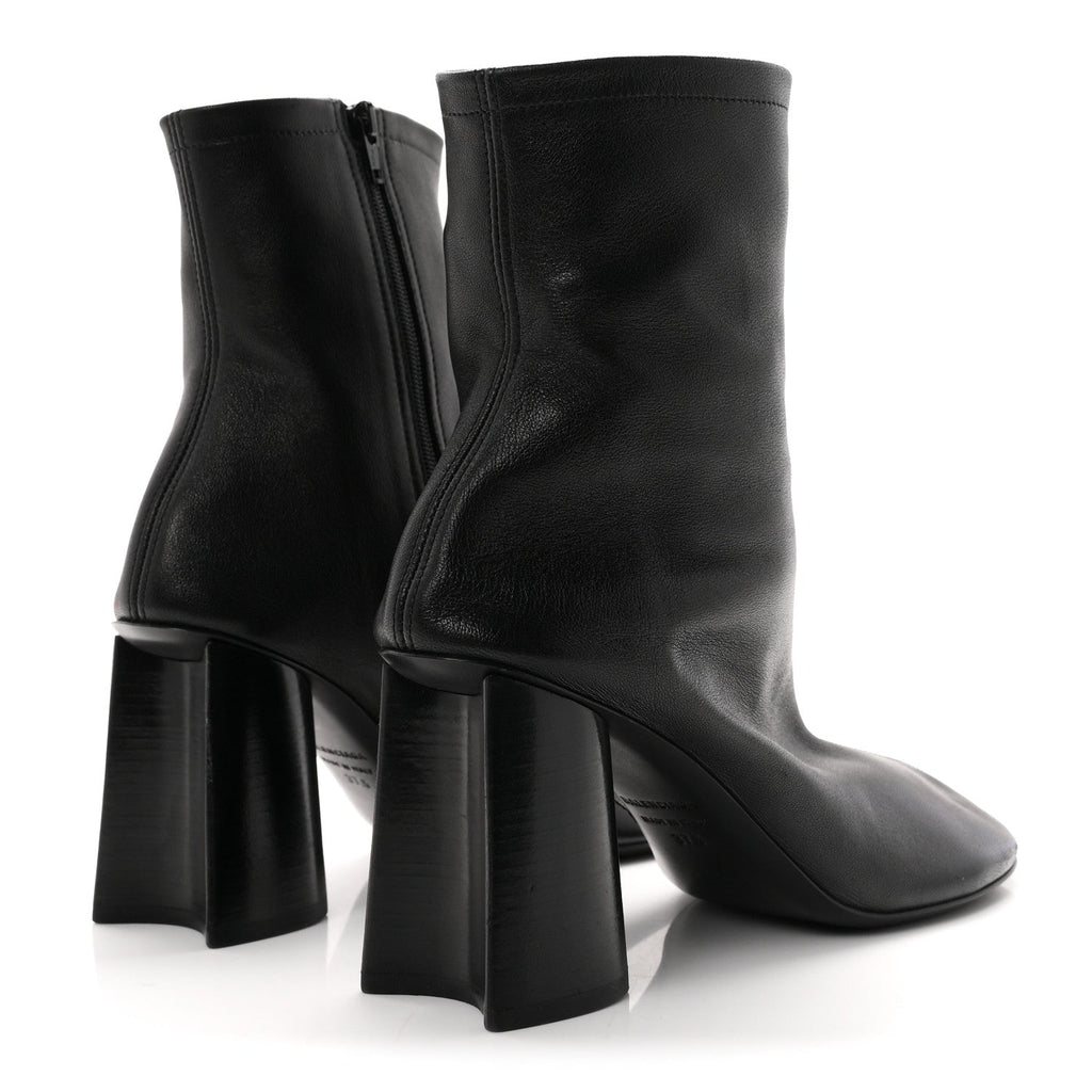 Shiny Soft Sheepskin Glove 80mm Ankle Boots 37.5 Black