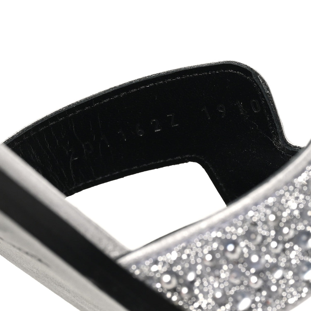 Velvet Goatskin Crystal Beads Oran Sandals 35.5 Gris Argente
