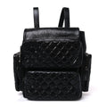 Grained Calfskin Quilted Large Casual Rock Backpack Black