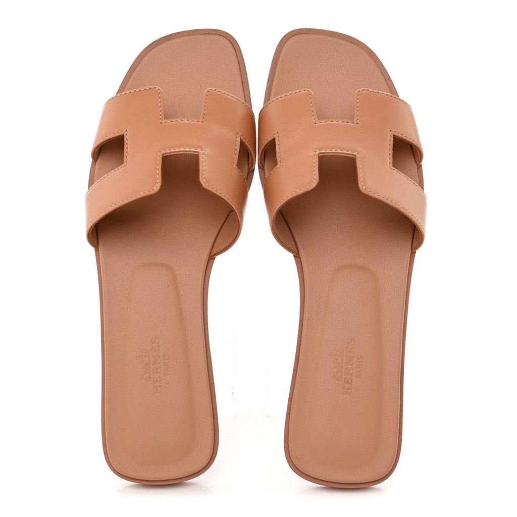 Box Calfskin Oran Sandals 37.5 Granit Rose