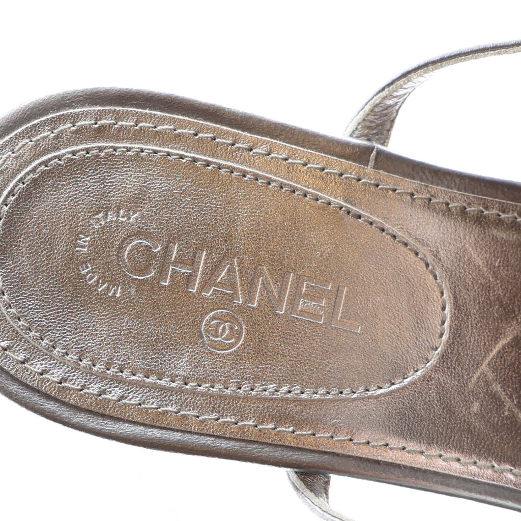 Metallized Lambskin CC Crystal Thong Sandals 37 Silver