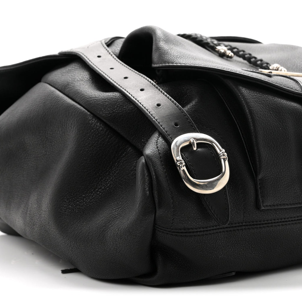 Calfskin Cross Patch Feurknee Backpack  Black