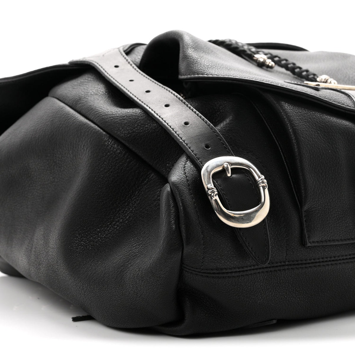 Calfskin Cross Patch Feurknee Backpack  Black