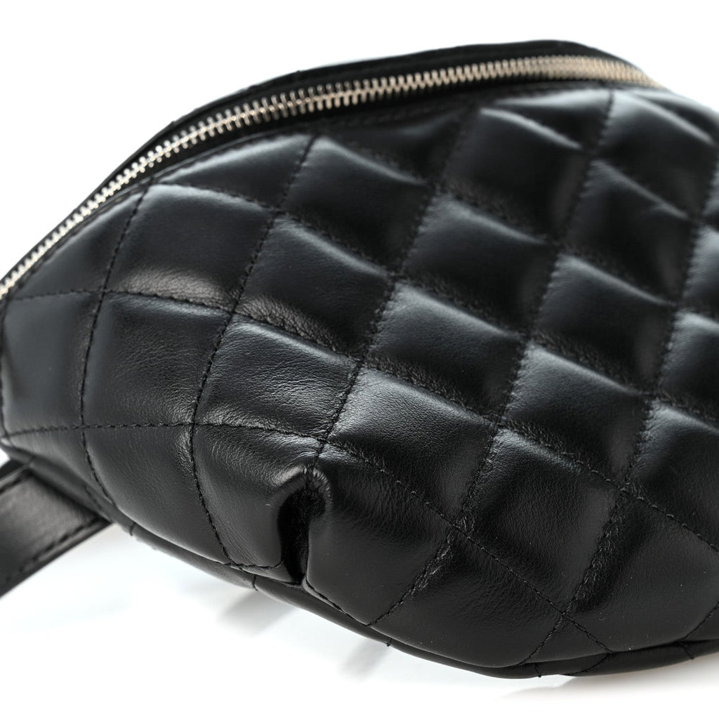 Calfskin Quilted Waist Belt Bag Black