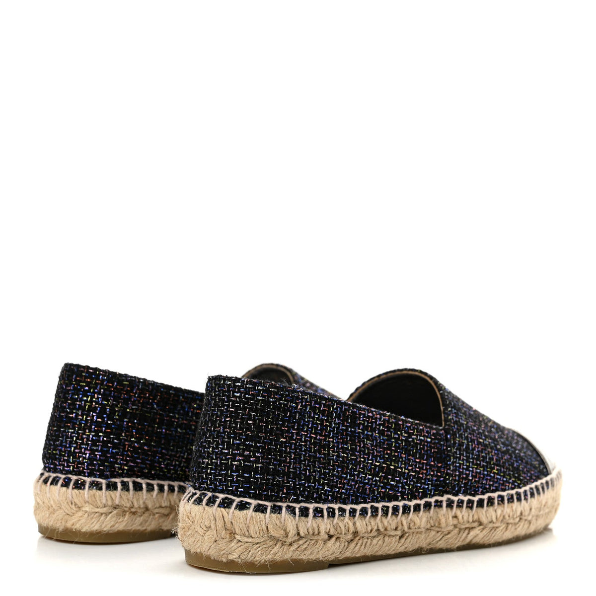 Tweed Patent Goatskin CC Espadrilles 39 Black Pink Yellow