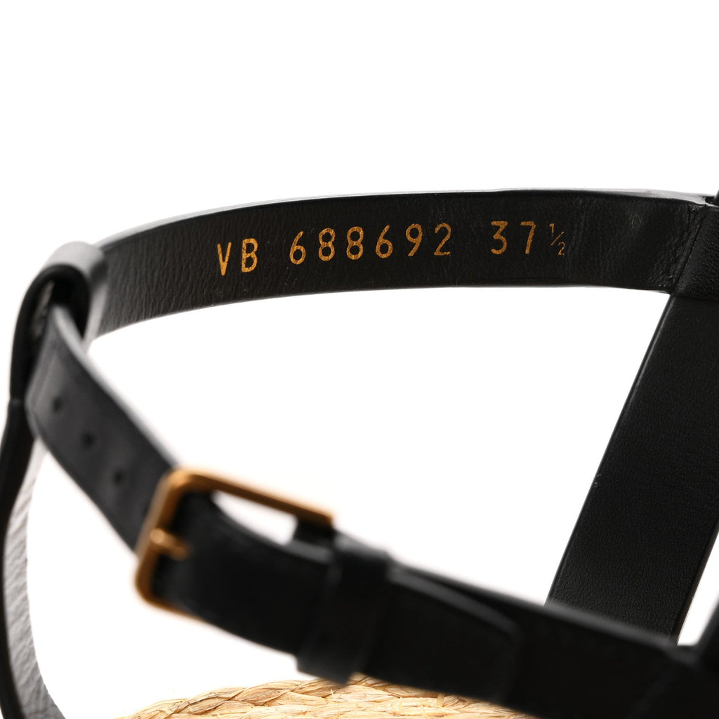 Calfskin Raffia Cassandra Monogram Sandals 37.5 Black