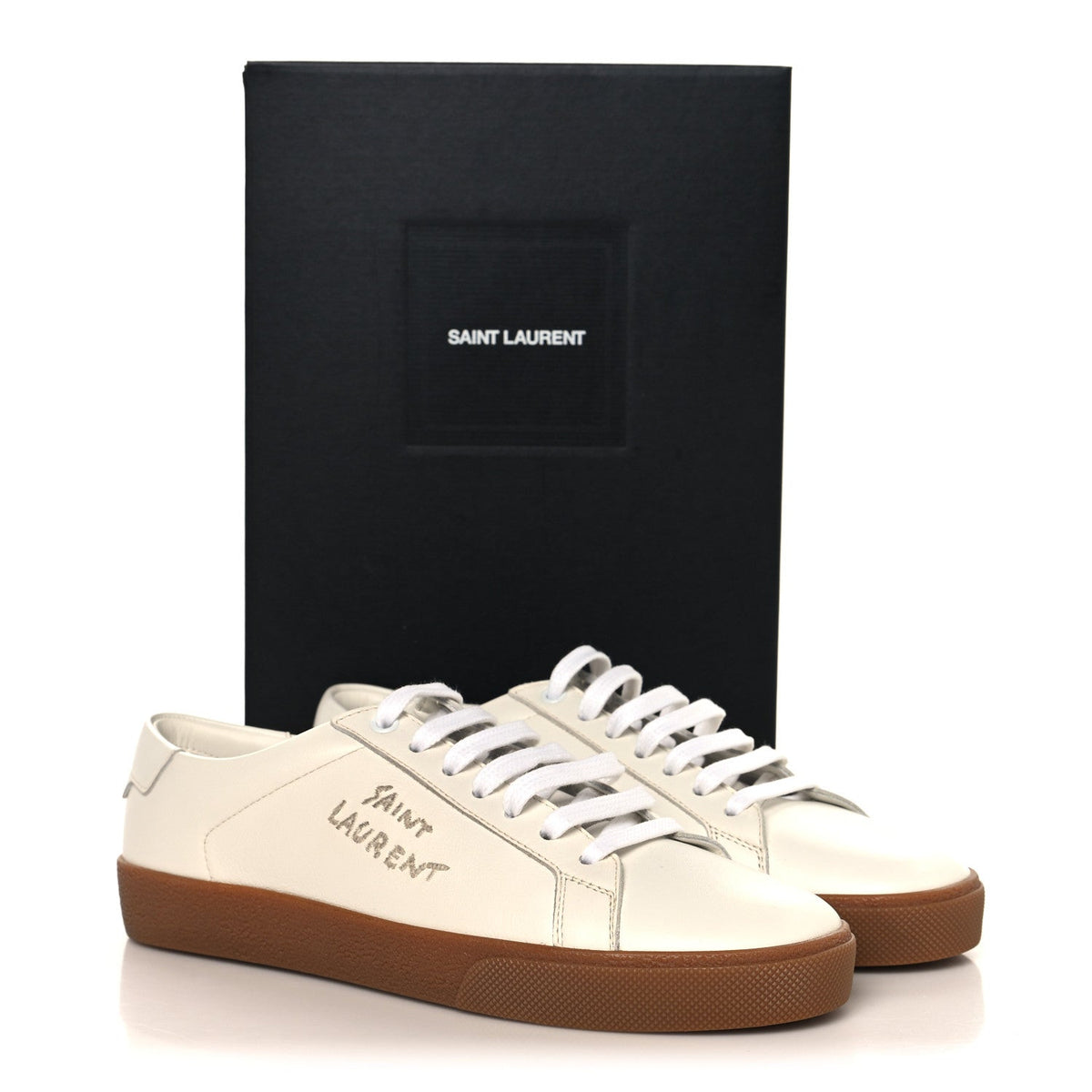 Calfskin Embroidered Court Classic Sneakers 39 White