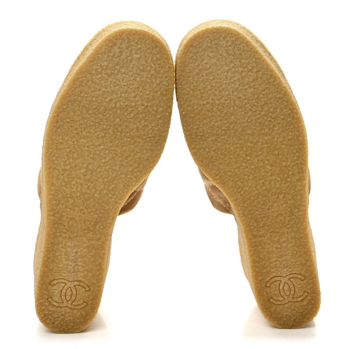 Suede Calfskin Lambskin Quilted CC Mules 39 Beige Black