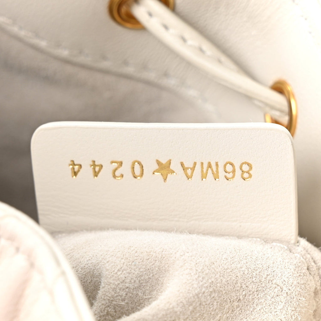 Lambskin Macrocannage Jolie Bucket Bag Latte