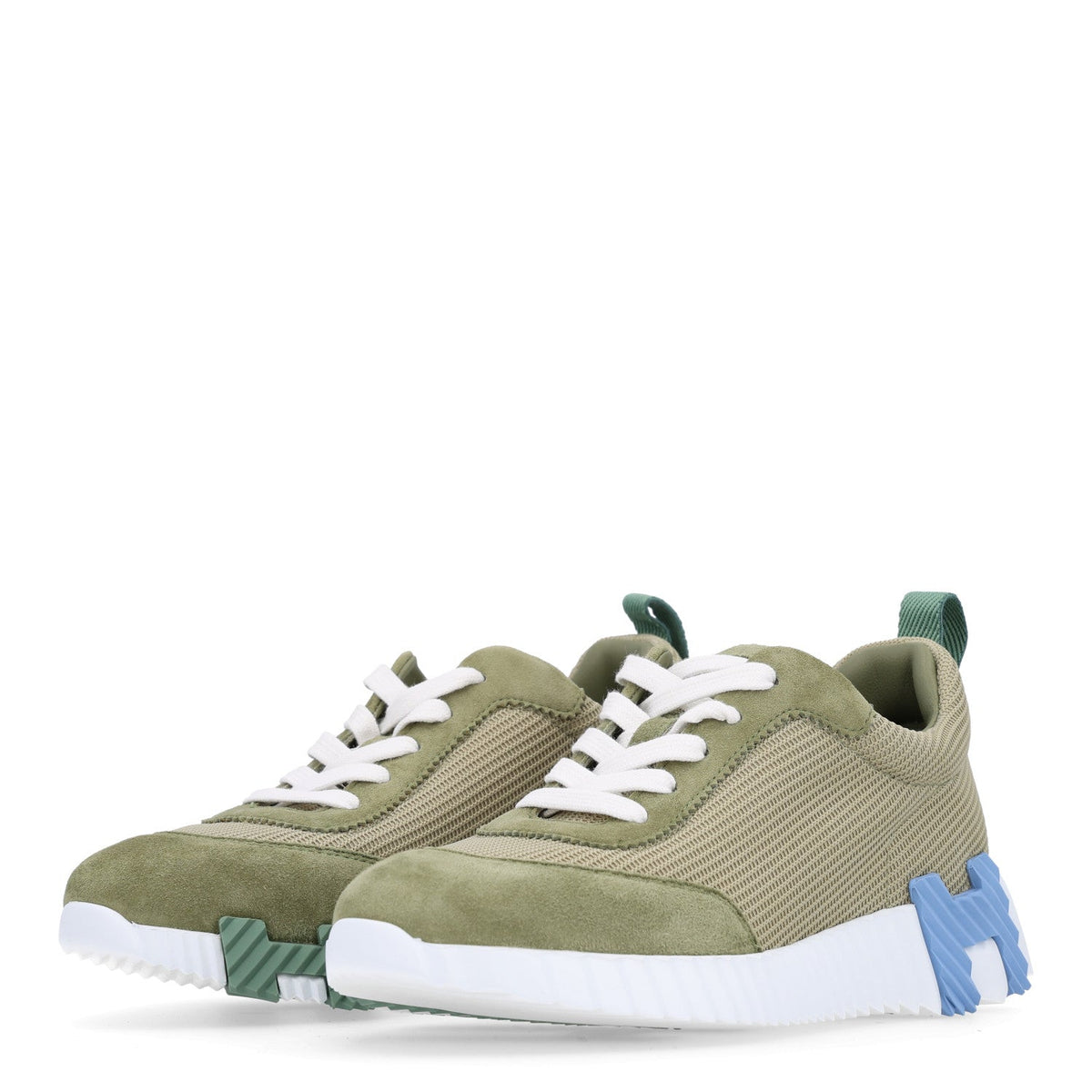Technical Mesh Suede Goatskin Bouncing Sneakers 35 Vert Celadon