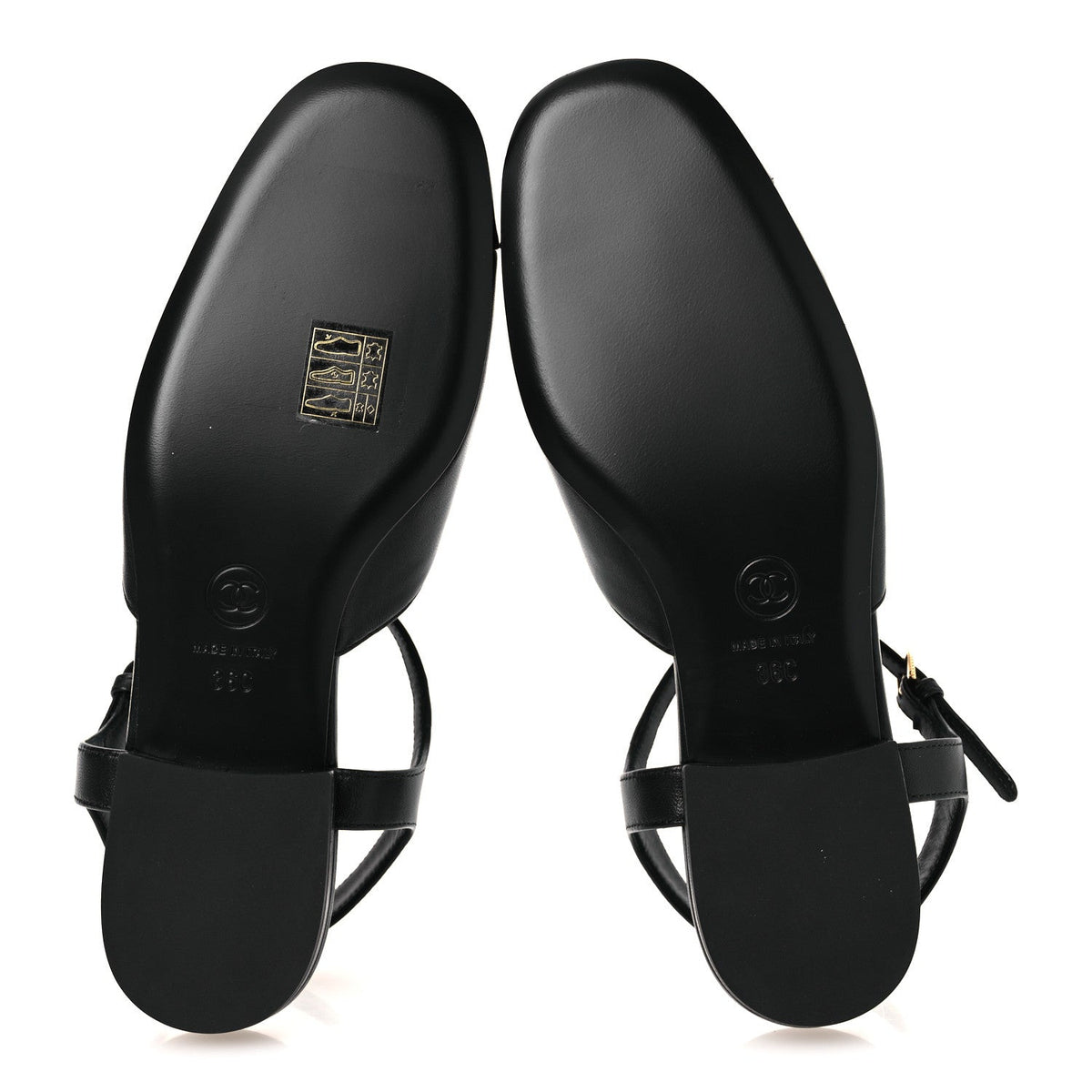 Lambskin Patent Cap Toe Crystal Enamel CC Mary Jane Slingback Flats 36 Black
