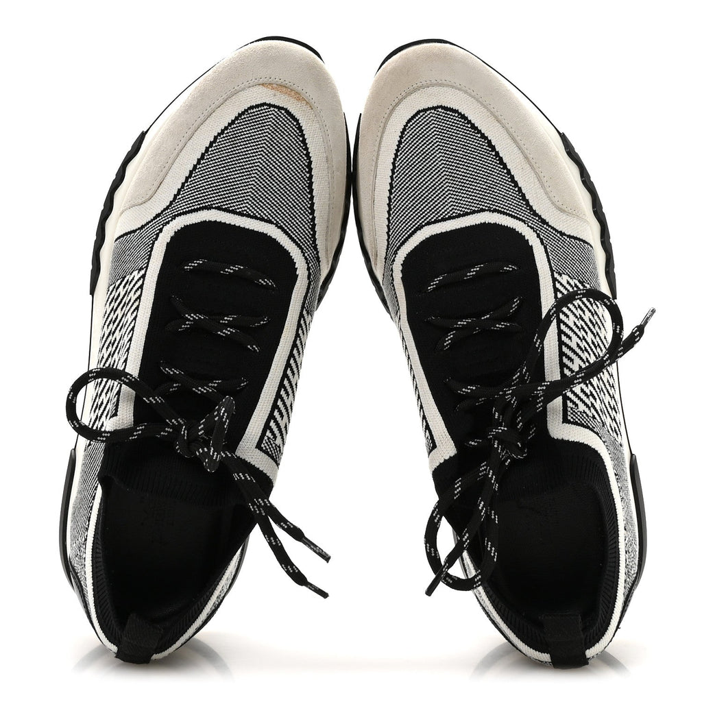 Knit Goatskin Mens Addict Sneakers 41 Black White
