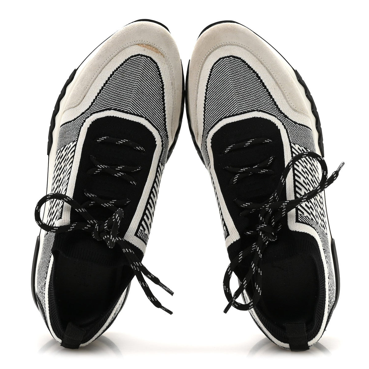 Knit Goatskin Mens Addict Sneakers 41 Black White