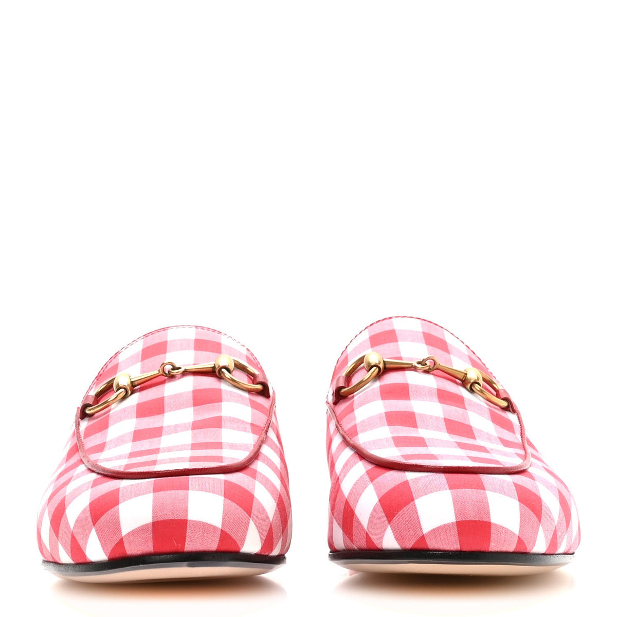 Cotton Gingham Womens Princetown Slippers 35 White Red