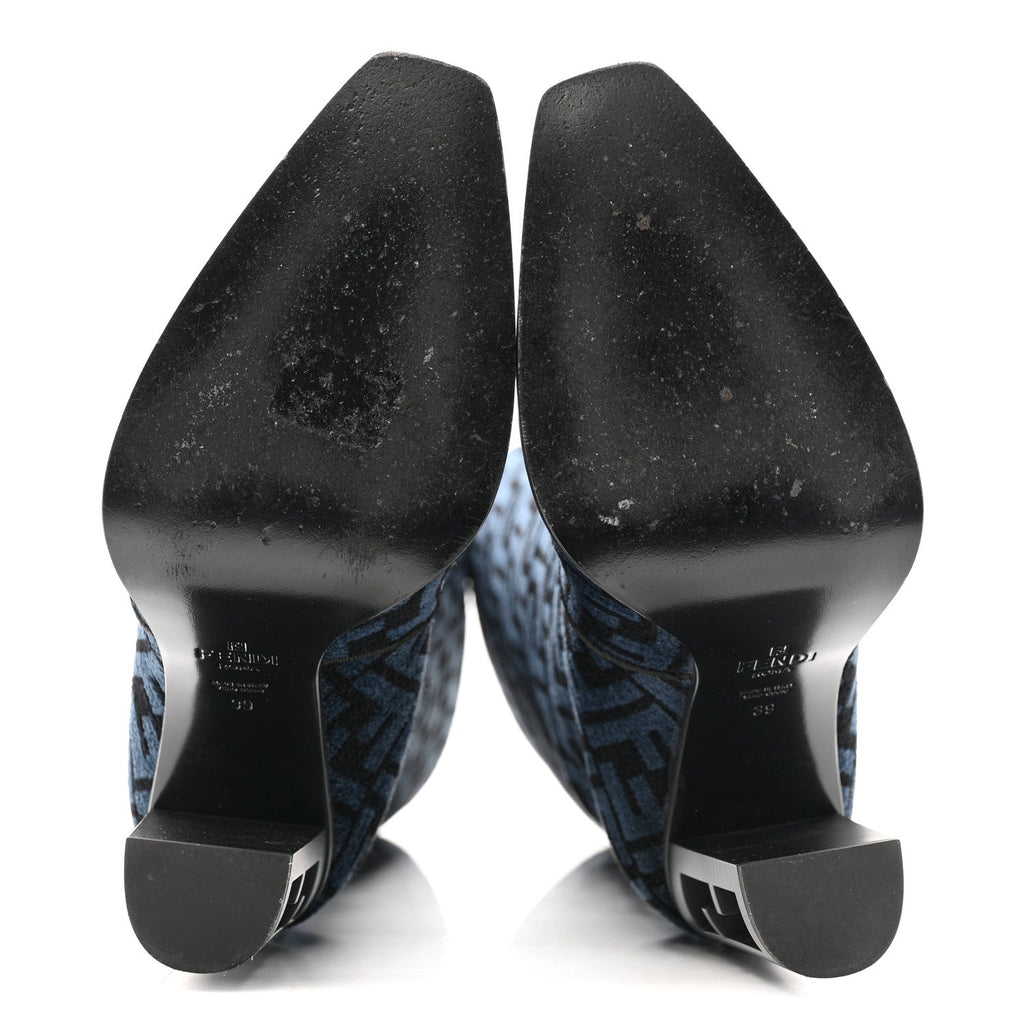 Chenille Jacquard FF 110mm Knee Boots 39 Black Blue