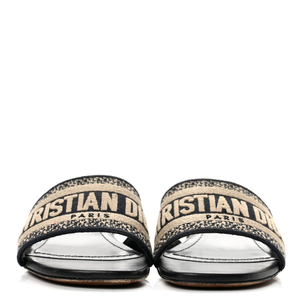 Cotton Embroidered Dway 40mm Slide Sandals 38 Deep Blue