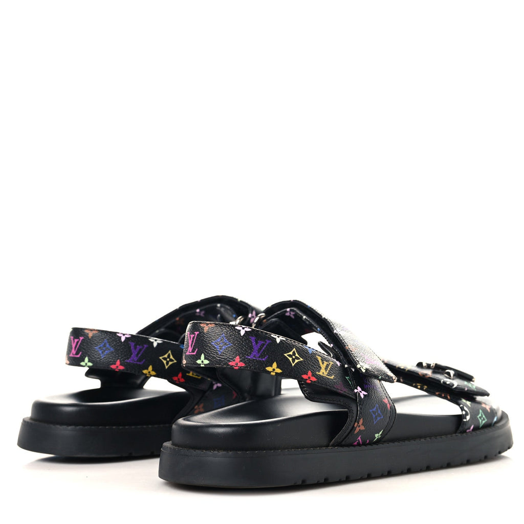 LV X TM Monogram Multicolor Sunset Flat Sandals 41 Black