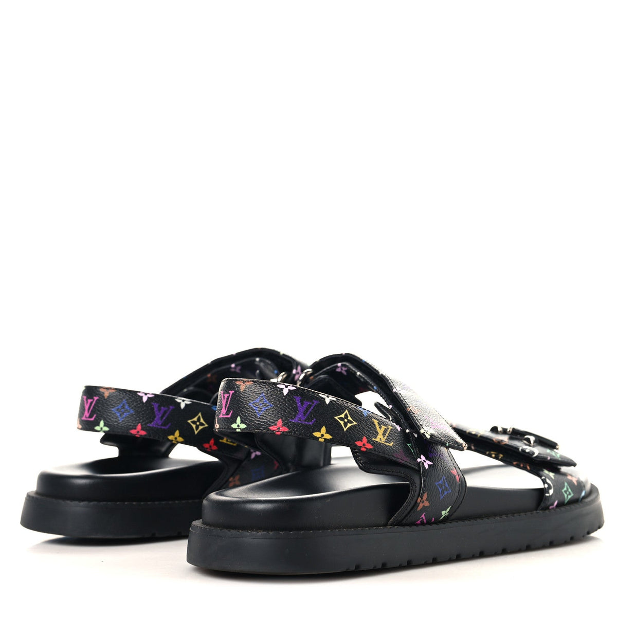 LV X TM Monogram Multicolor Sunset Flat Sandals 41 Black
