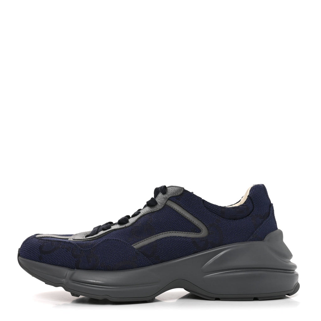 Canvas GG Supreme Monogram Mens Rhyton Sneakers 9 Blue
