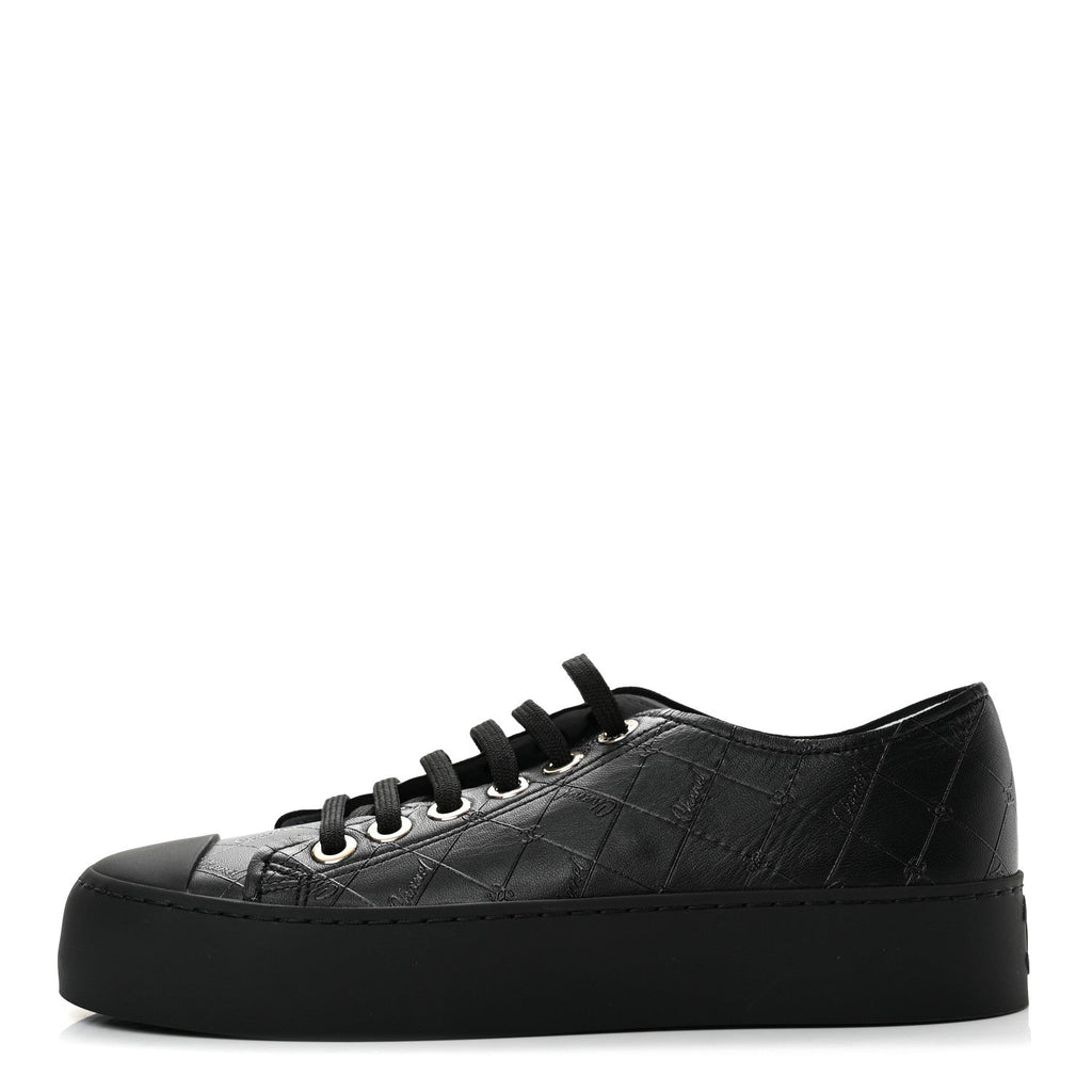Lambskin Printed Logo Sneakers 37.5 Black