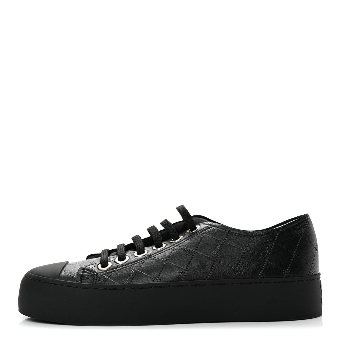 Lambskin Printed Logo Sneakers 37.5 Black