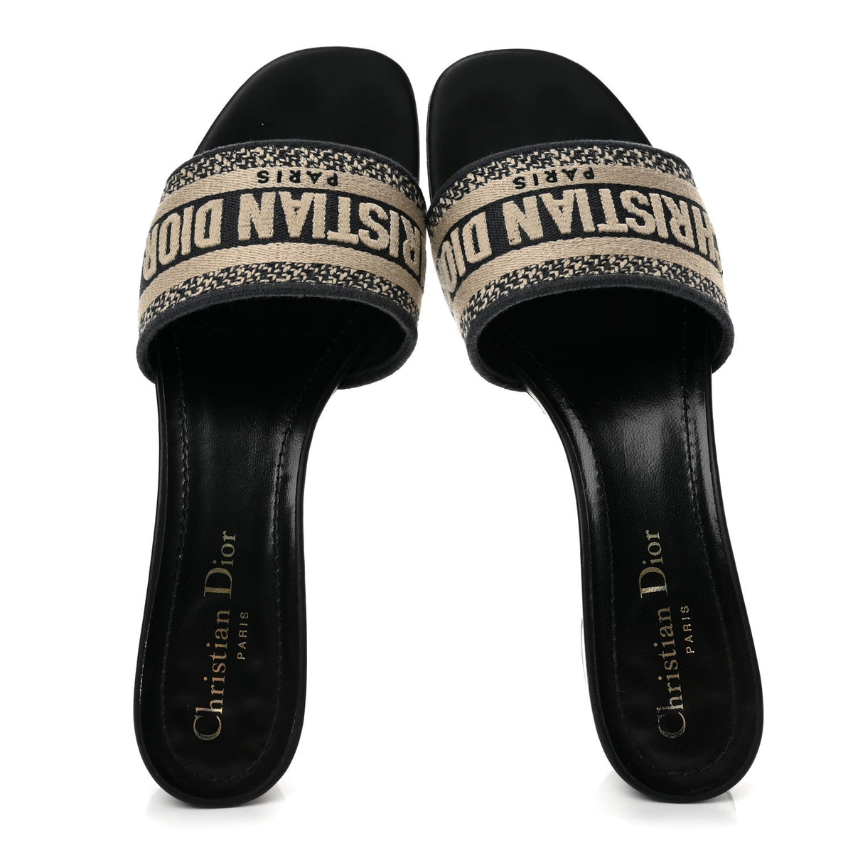 Cotton Embroidered Dway 40mm Slide Sandals 38 Deep Blue
