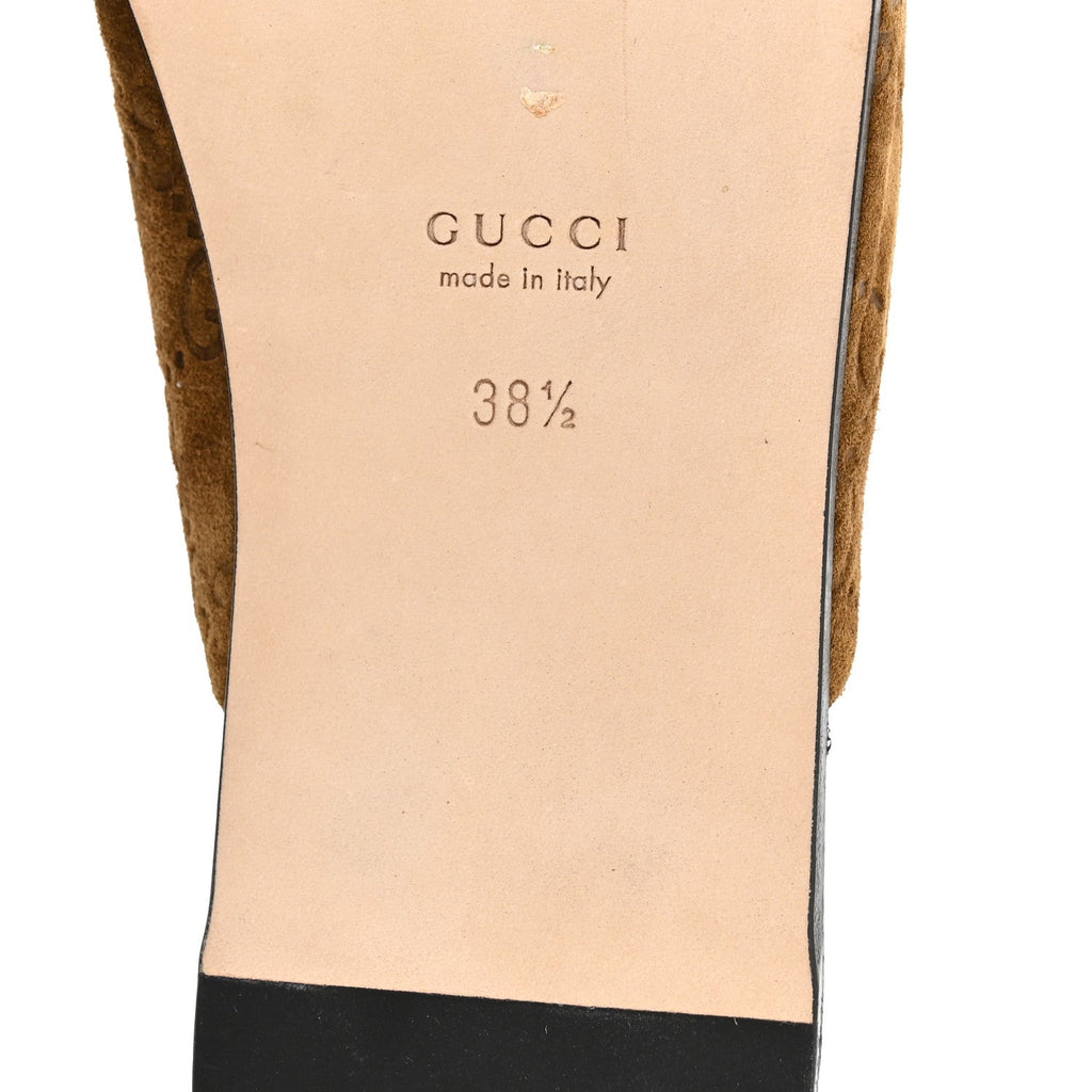 Suede GG Debossed Annette Horsebit Flat Mules 38.5 Brown