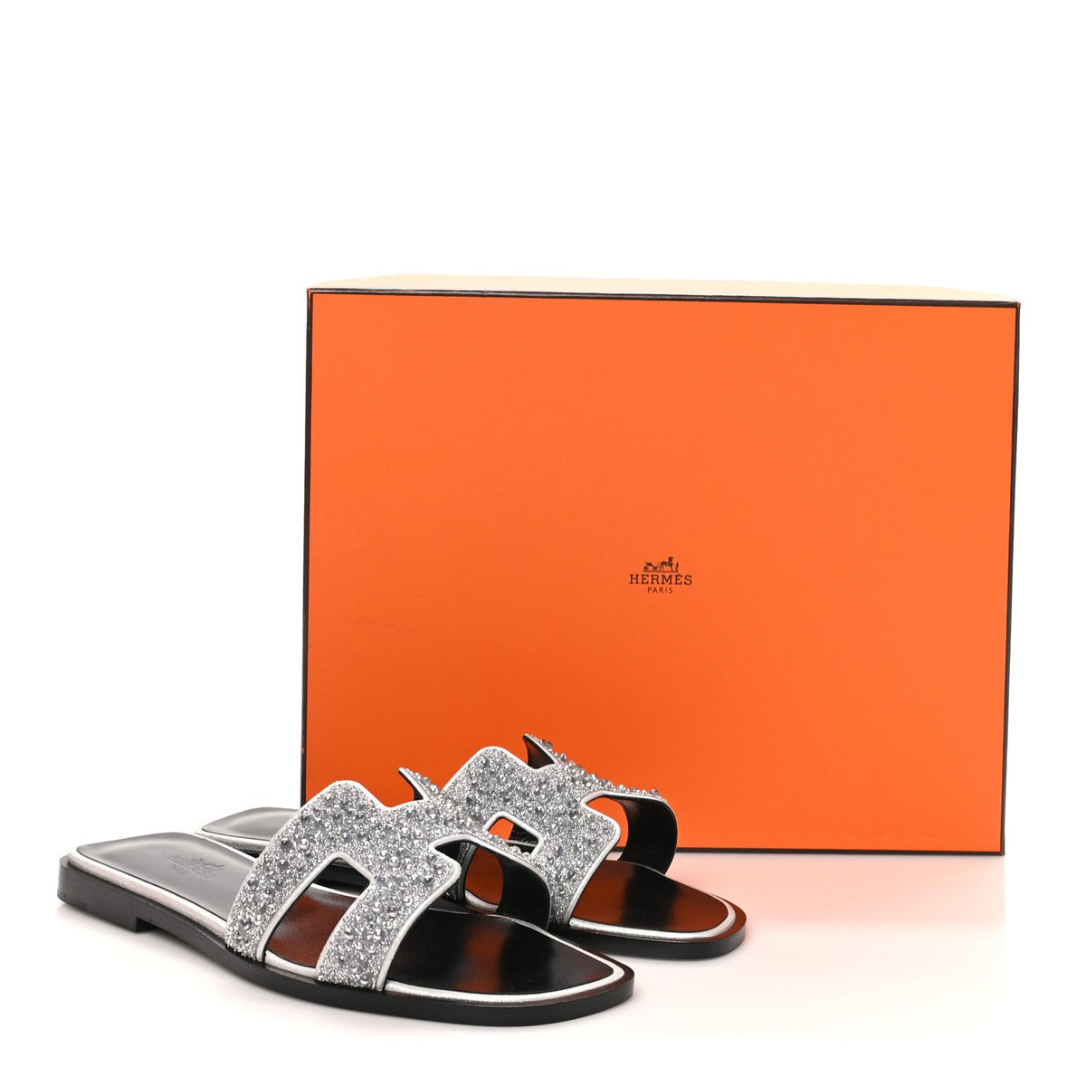 Velvet Goatskin Crystal Beads Oran Sandals 35.5 Gris Argente