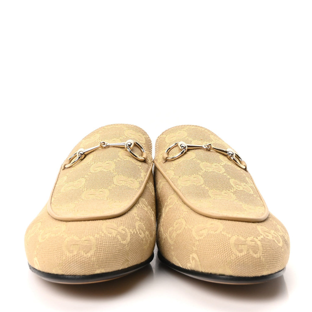 Canvas GG Monogram Womens Princetown Slippers 40.5 Egypt Salt