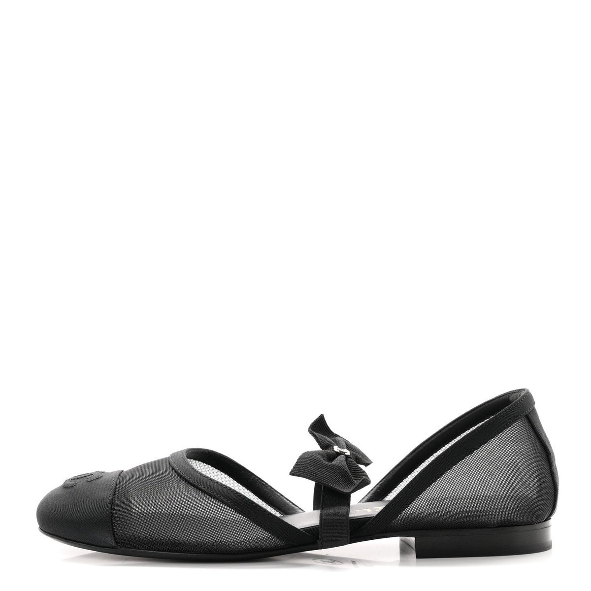 Mesh Grosgrain Mary Janes Flats 37 Black