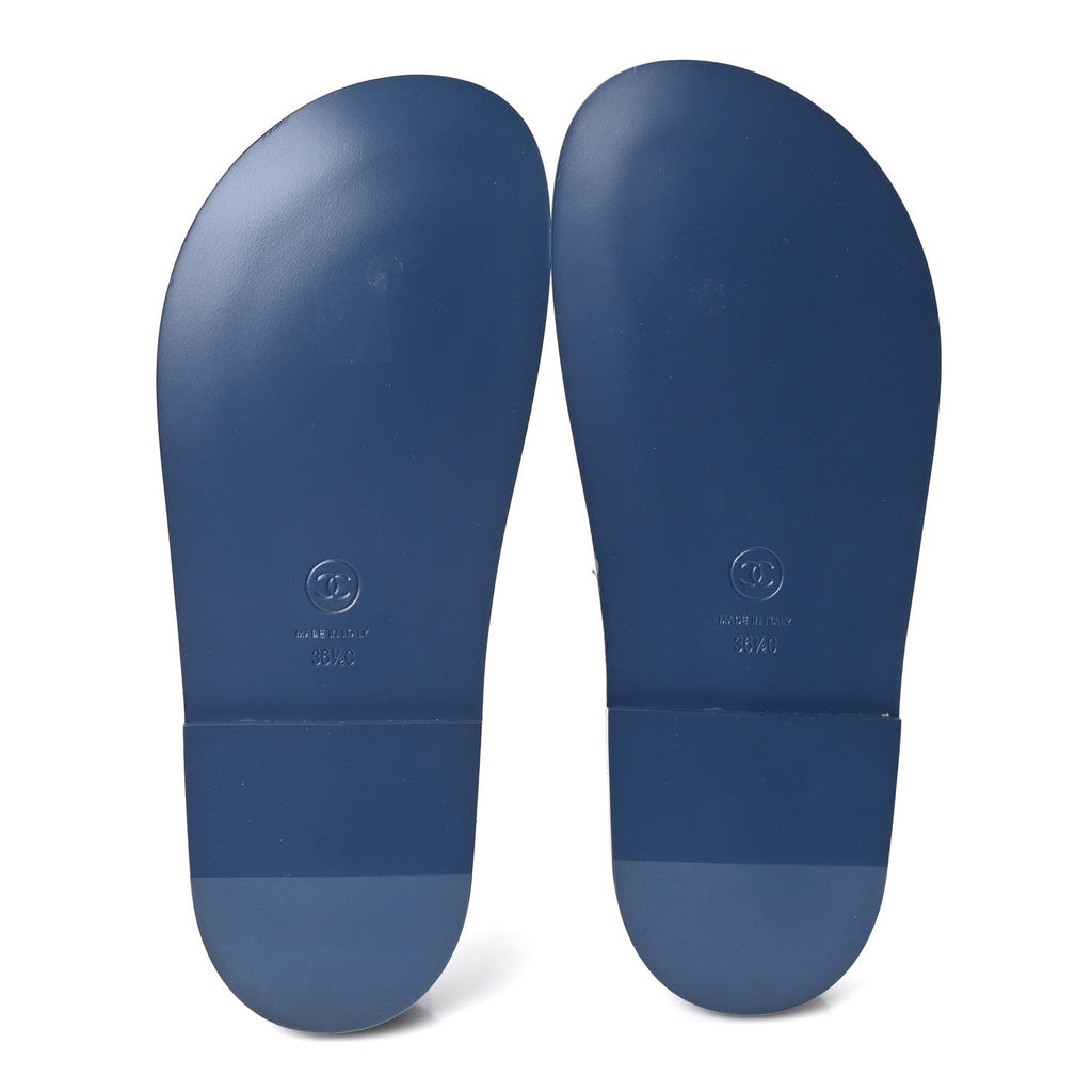 Denim CC Velcro Dad Chain CC Slide Sandals 36.5 Blue