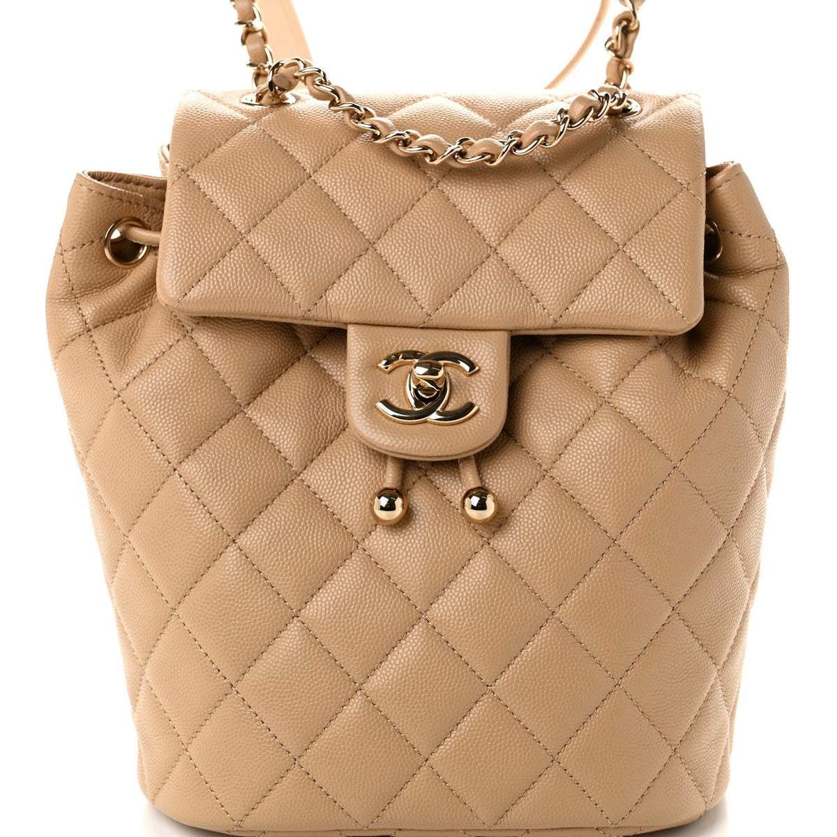 Caviar Quilted Mini Urban Spirit Backpack Beige