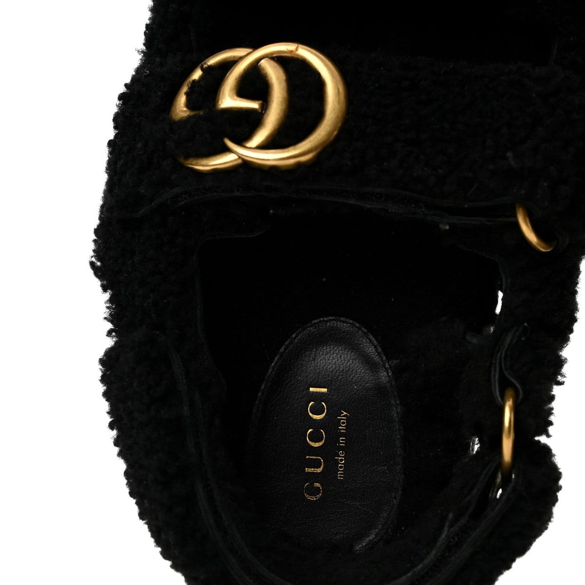 Shearling Double G Womens Dad Sandals 36.5 Black