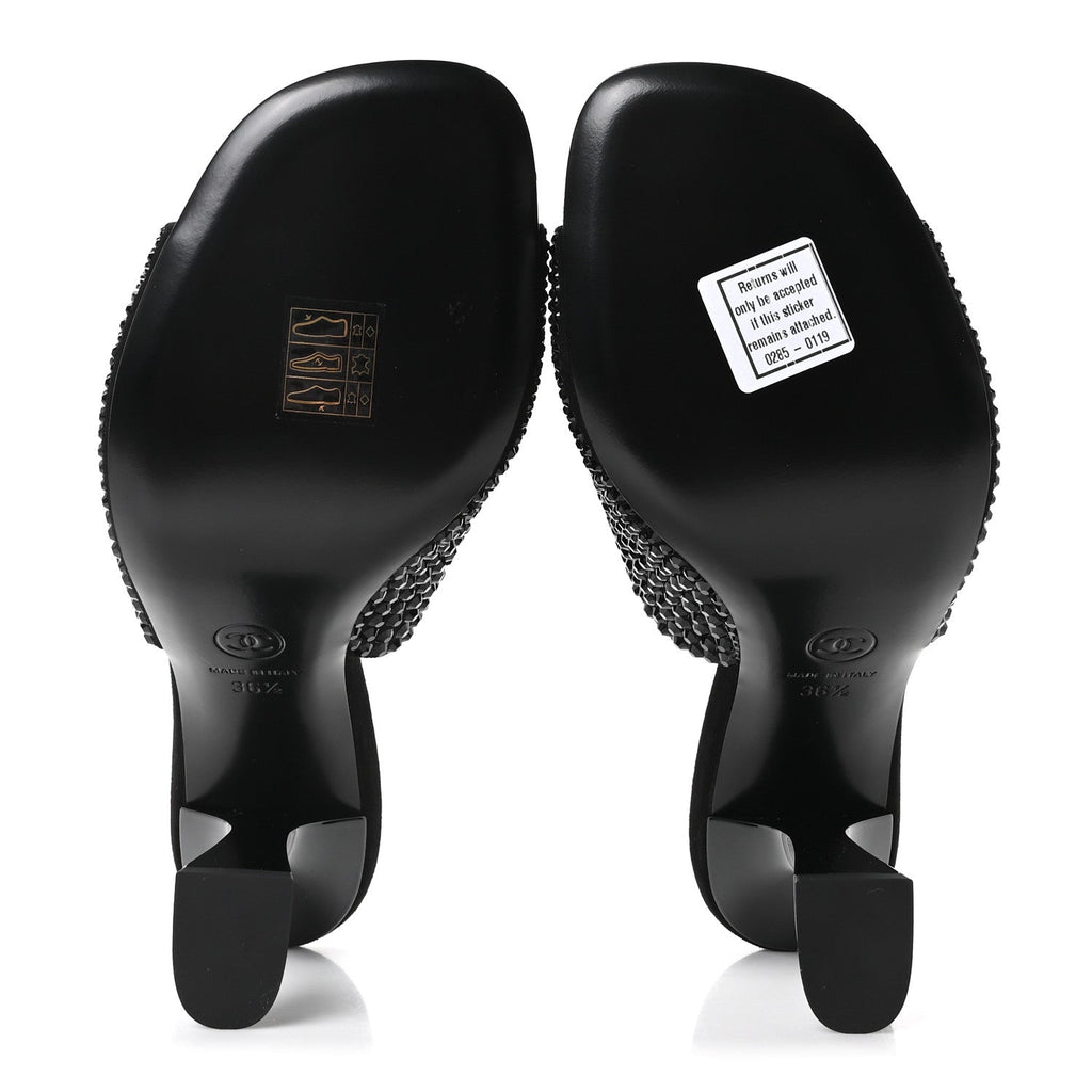 Crystal Strass CC Mules Sandals 36.5 Black