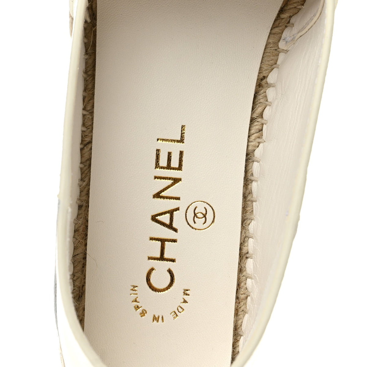 Shiny Calfskin CC Espadrilles 41 White Black