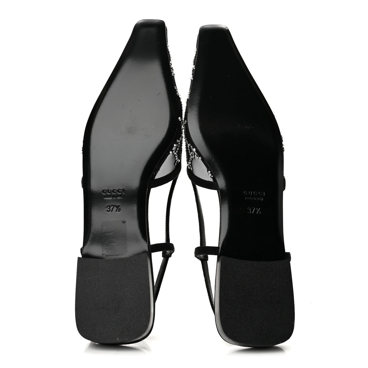 Tela Retino Kid Scamosciato Crystal GG Monogram Square Demi Ballet Flats 37.5 Black