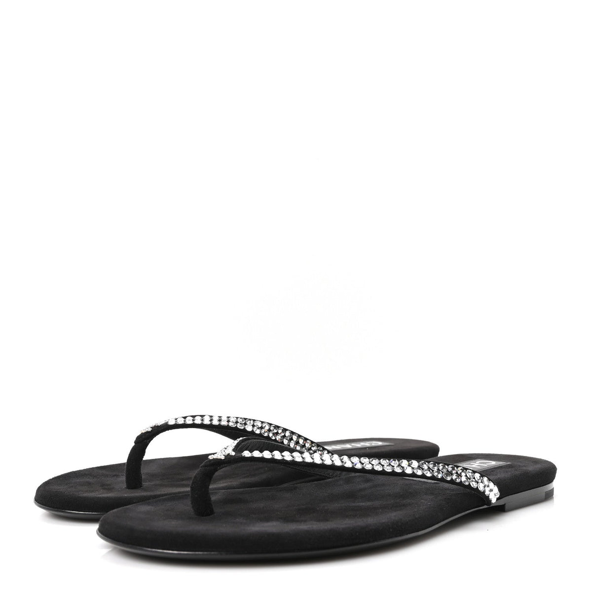 Velvet Crystal CC Thong Sandals 36.5 Black