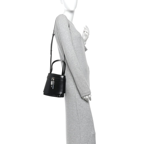 Box Calfskin Shark Lock Bucket Bag Black