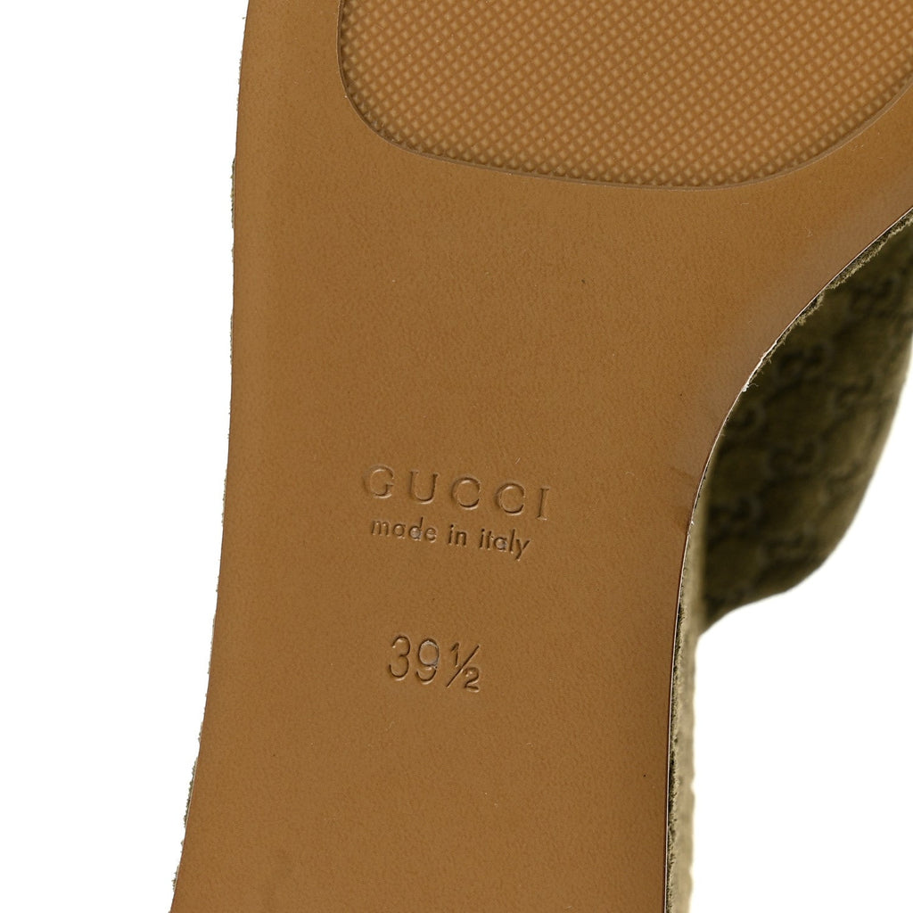 Suede GG Debossed Horsebit Wedge Sandals 39.5 Forest Green