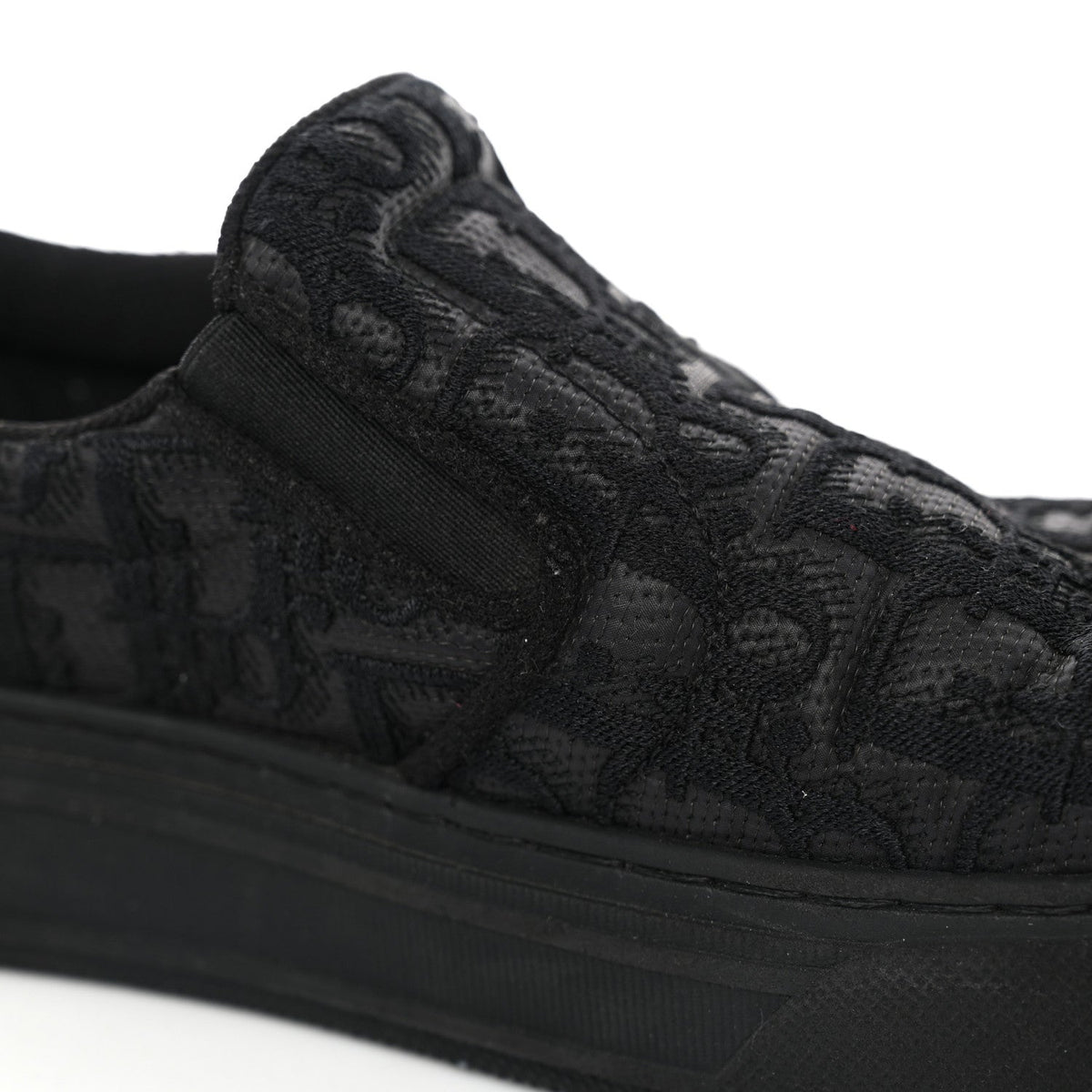 Shiny Technical Fabric Oblique Embroidered Womens Solar Slip On Sneakers 37.5 Black