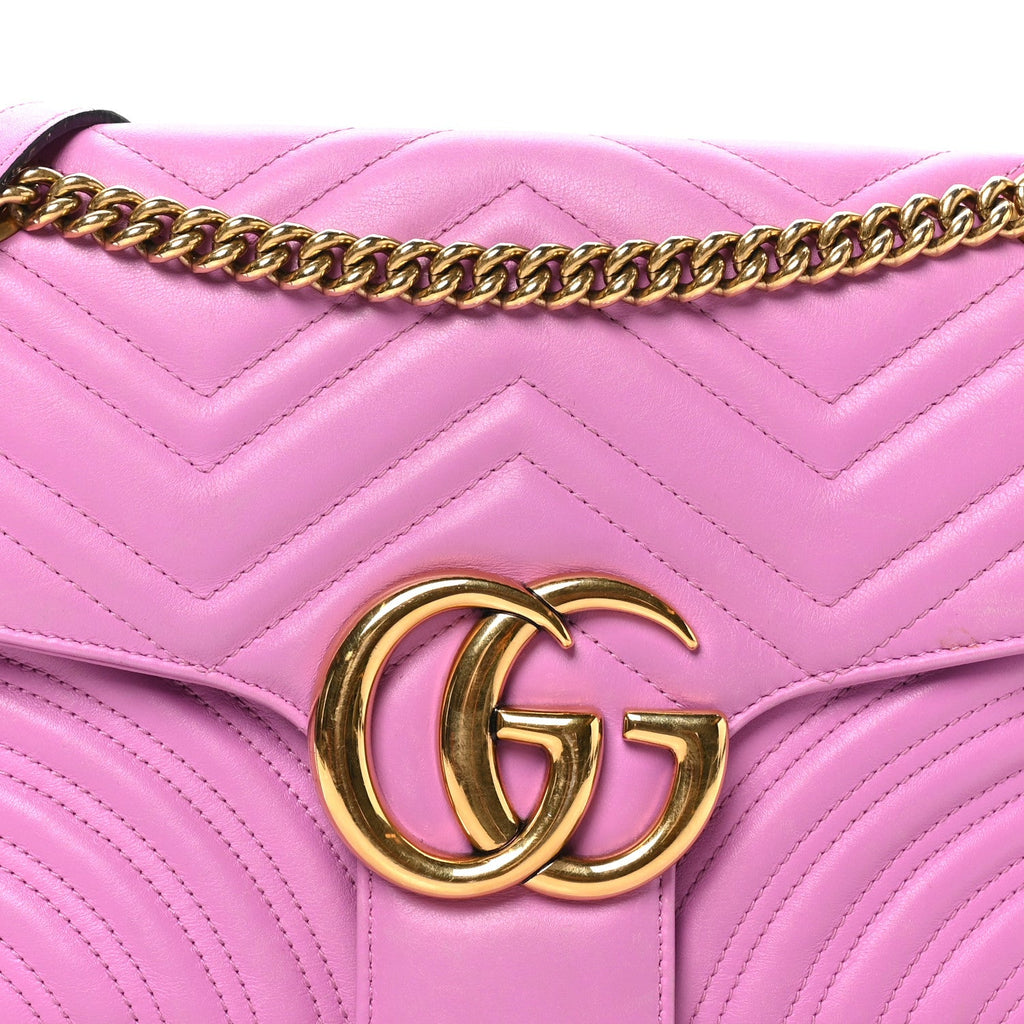 Calfskin Matelasse Medium GG Marmont Shoulder Bag Candy Mousse