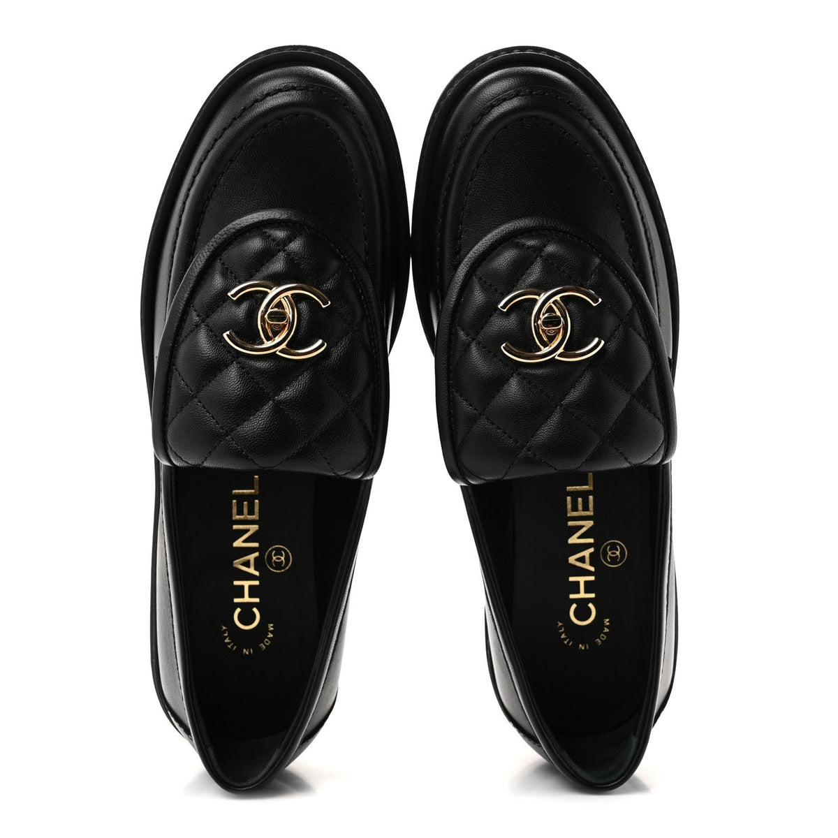 Lambskin Quilted CC Turnlock Loafers 36.5 Black