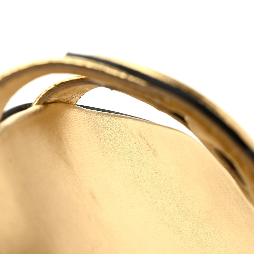 Crackled Laminated Calfskin CC Cut Out Mules Sandals 35.5 Gold
